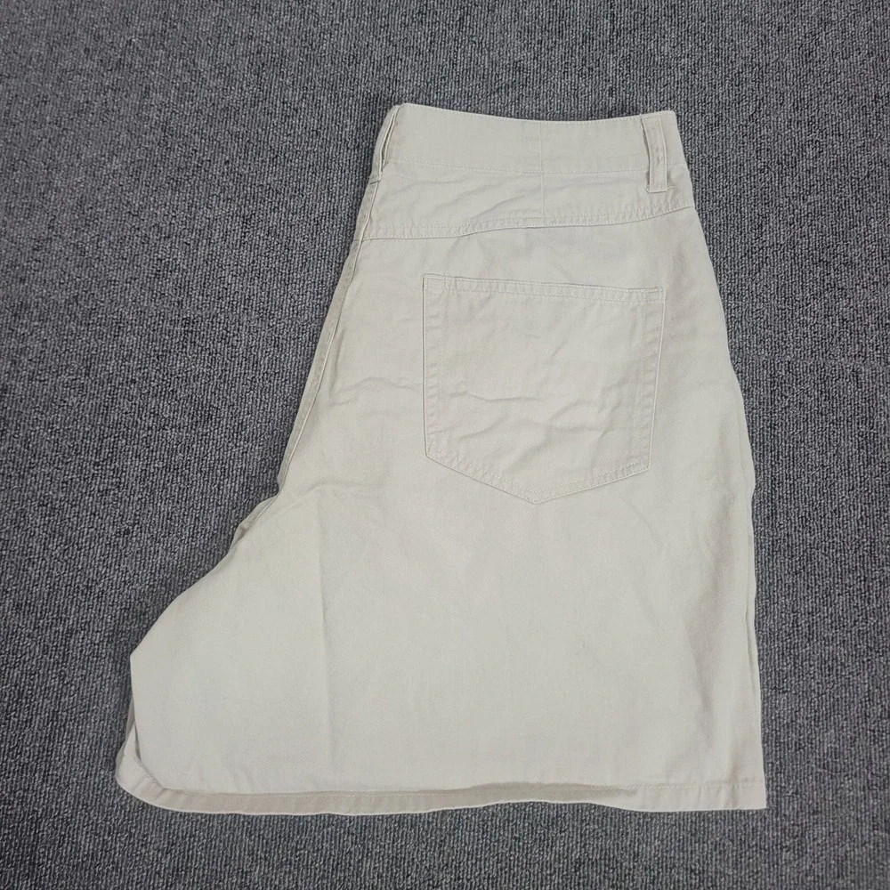 Eddie Bauer 16 Petite Chino Shorts Womens Khaki Pleated High Rise Cotton Twill
